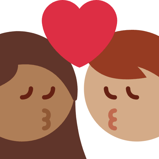 Kiss Woman Man Medium Dark Skin Tone Medium Skin Tone Emoji from Twemoji Emoji Set