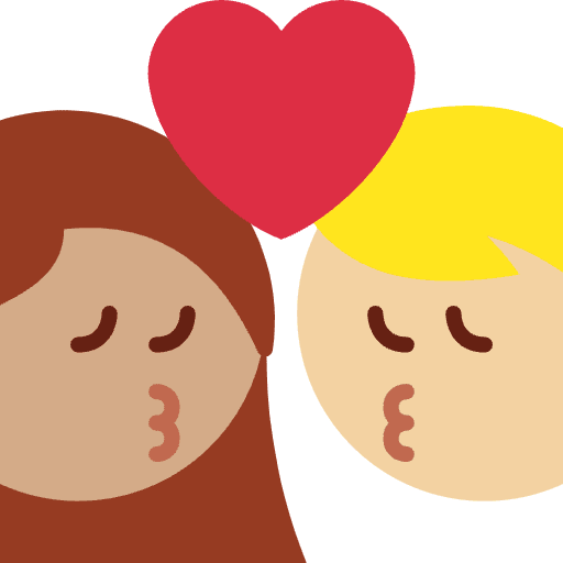 Kiss Woman Man Medium Skin Tone Medium Light Skin Tone Emoji from Twemoji Set