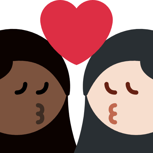 Kiss Woman Woman Dark Skin Tone Light Skin Tone Element from Twemoji Emoji Set