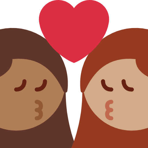 Kiss Woman Woman Medium Dark Skin Tone Medium Skin Tone Emoji from Twemoji Emoji Set