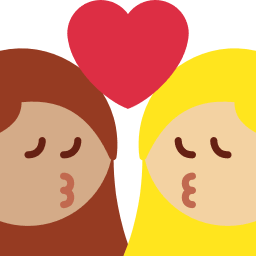 Kiss Woman Woman Medium Skin Tone Medium Light Skin Tone Element from Twemoji Emoji Set
