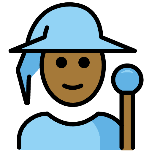 Mage Medium Dark Skin Tone Emoji from OpenMoji Emoji Set