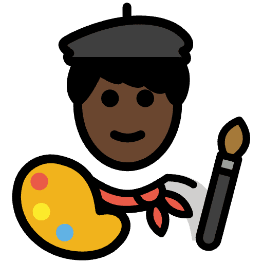 Man Artist Dark Skin Tone Emoji from OpenMoji Set