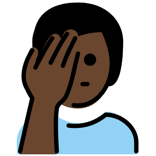 Man Facepalming Dark Skin Tone Element from OpenMoji Emoji Set