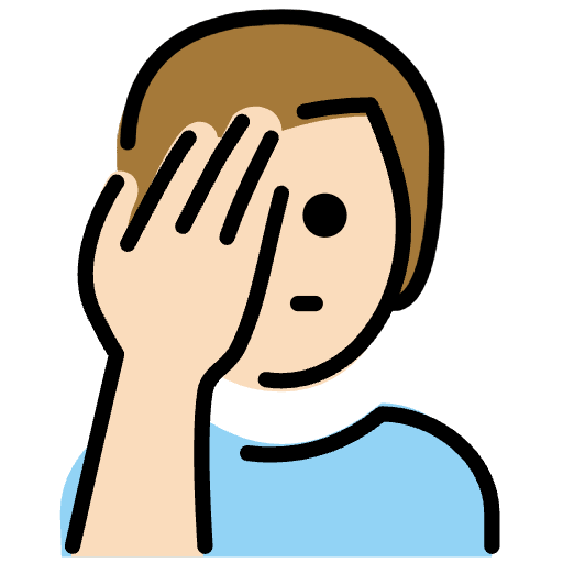 Man Facepalming Light Skin Tone Element from OpenMoji Emoji Set