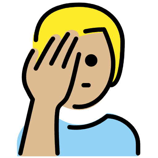 Man Facepalming Medium Light Skin Tone Emoji from OpenMoji Emoji Set