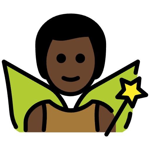 Man Fairy Dark Skin Tone Emoji from OpenMoji Set