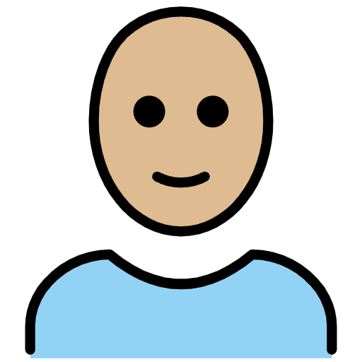 Man Medium Light Skin Tone Bald Element from OpenMoji Emoji Set