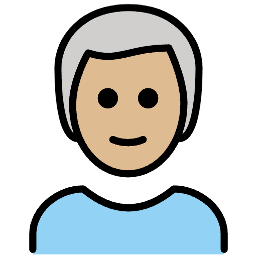 Man Medium Light Skin Tone White Hair Emoji from OpenMoji Emoji Set