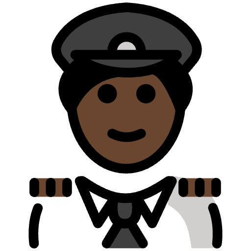 Man Pilot Dark Skin Tone Emoji from OpenMoji Emoji Set