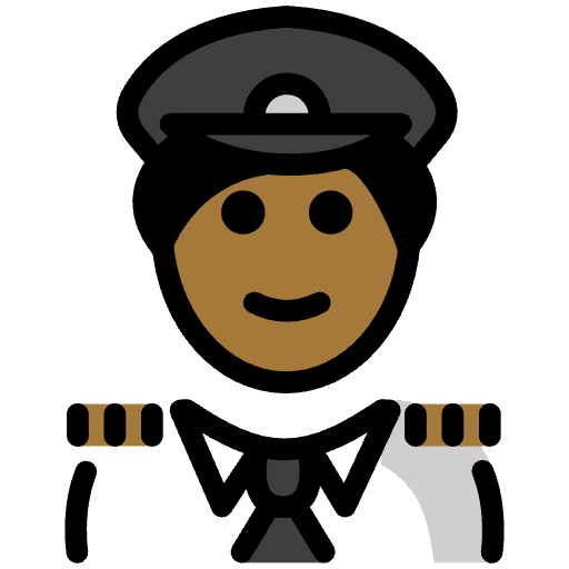 Man Pilot Medium Dark Skin Tone Emoji from OpenMoji Emoji Set
