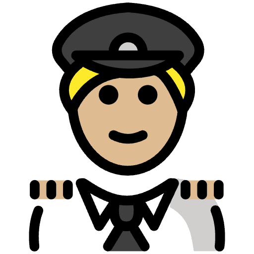 Man Pilot Medium Light Skin Tone Emoji from OpenMoji Set