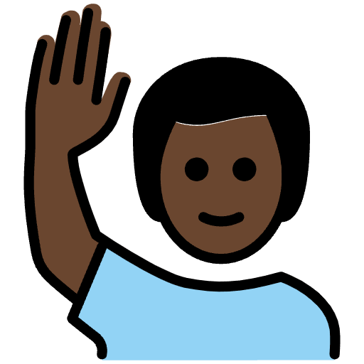 Man Raising Hand Dark Skin Tone Emoji from OpenMoji Emoji Set