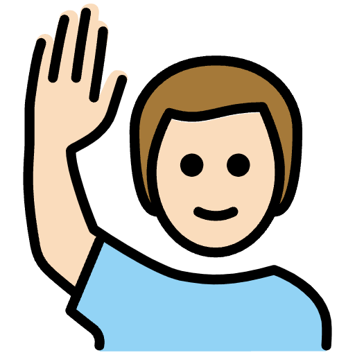 Man Raising Hand Light Skin Tone Emoji from OpenMoji Emoji Set