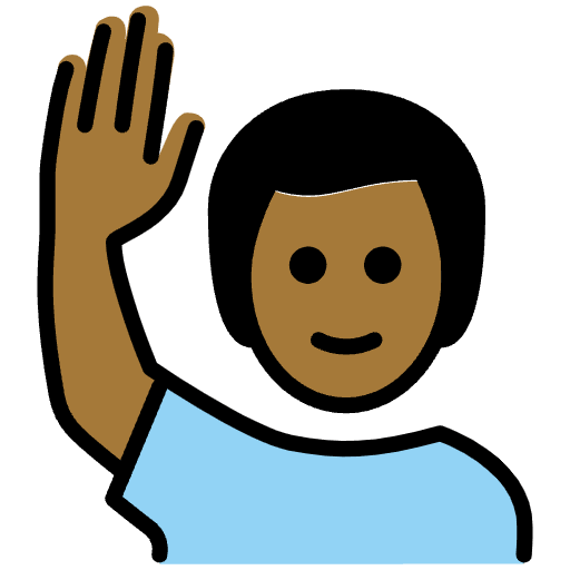 Man Raising Hand Medium Dark Skin Tone Emoji from OpenMoji Set