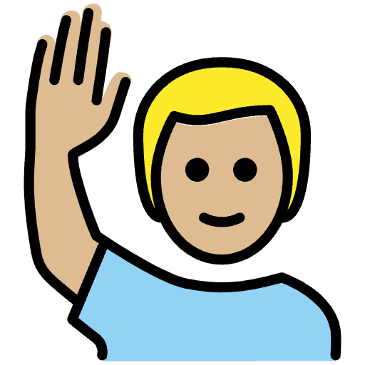 Man Raising Hand Medium Light Skin Tone Element from OpenMoji Emoji Set