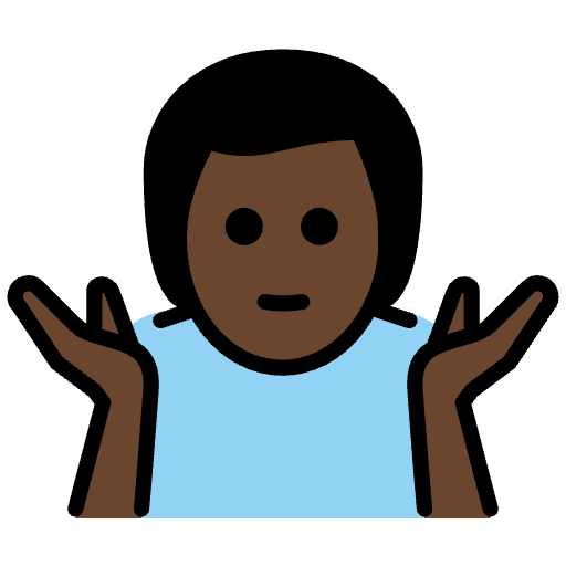 Man Shrugging Dark Skin Tone Emoji from OpenMoji Emoji Set