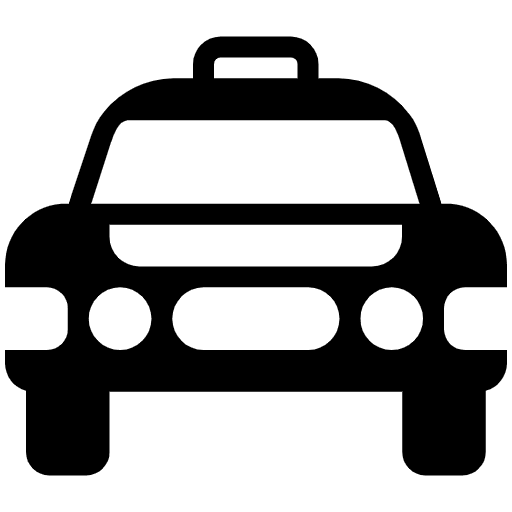 Oncoming Taxi High Contrast Emoji from Fluent Emoji High Contrast Set