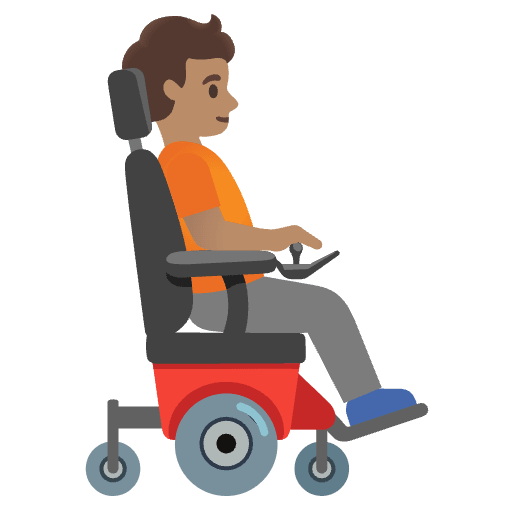Person In Motorized Wheelchair Facing Right Medium Skin Tone Emoji from Noto Emojis Set