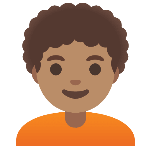 Person Medium Skin Tone Curly Hair Element from Noto Emojis Set