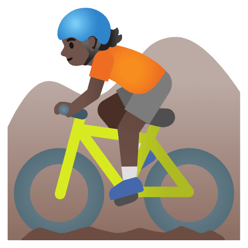 Person Mountain Biking Dark Skin Tone Emoji from Noto Emojis Set