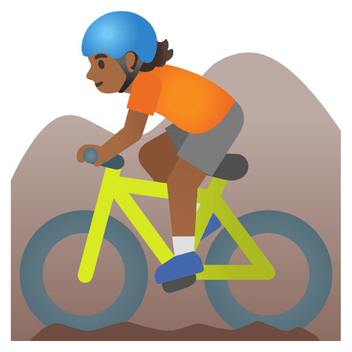 Person Mountain Biking Medium Dark Skin Tone Emoji from Noto Emojis Set