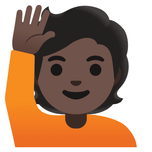 Person Raising Hand Dark Skin Tone Emoji from Noto Emoji Set