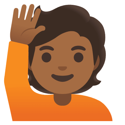 Person Raising Hand Medium Dark Skin Tone Emoji from Noto Emoji Set