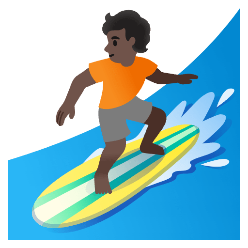 Person Surfing Dark Skin Tone Emoji from Noto Emojis Set