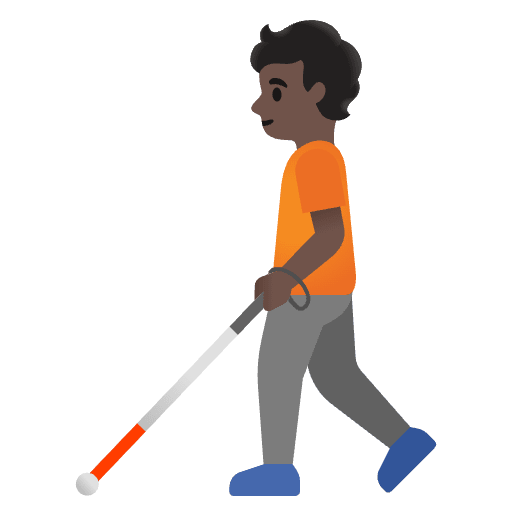 Person With White Cane Dark Skin Tone Emoji from Noto Emoji Set
