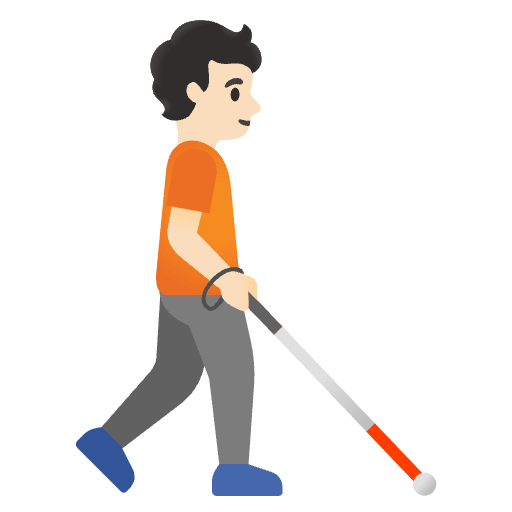 Person With White Cane Facing Right Light Skin Tone Emoji from Noto Emoji Set