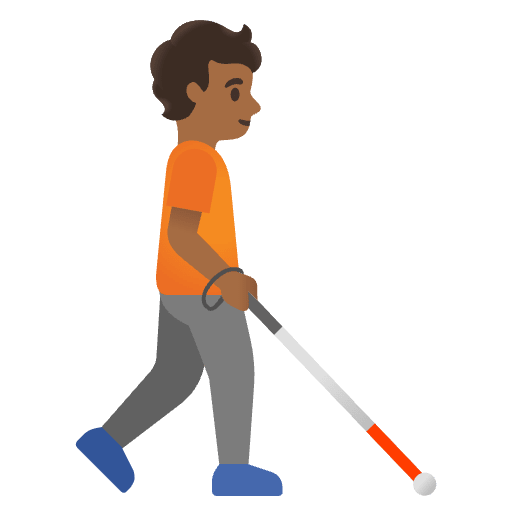 Person With White Cane Facing Right Medium Dark Skin Tone Element from Noto Emojis Set