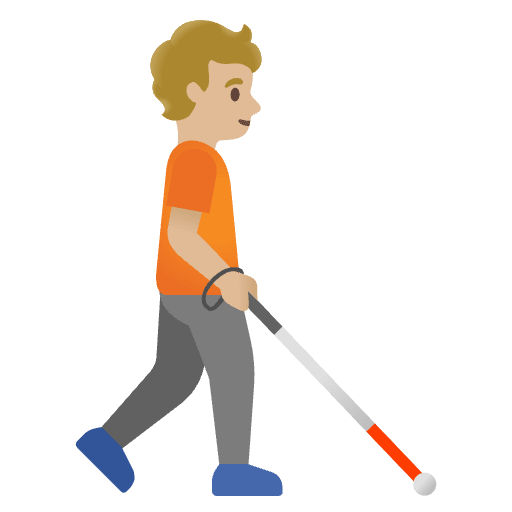 Person With White Cane Facing Right Medium Light Skin Tone Emoji from Noto Emojis Set