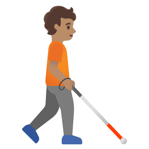 Person With White Cane Facing Right Medium Skin Tone Emoji from Noto Emoji Set