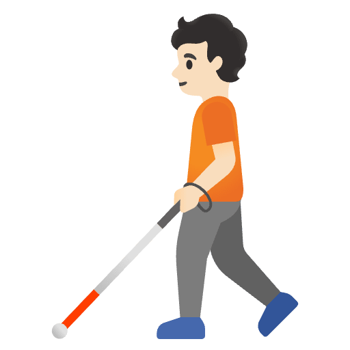 Person With White Cane Light Skin Tone Emoji from Noto Emoji Set