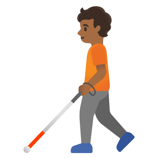 Person With White Cane Medium Dark Skin Tone Emoji from Noto Emoji Set