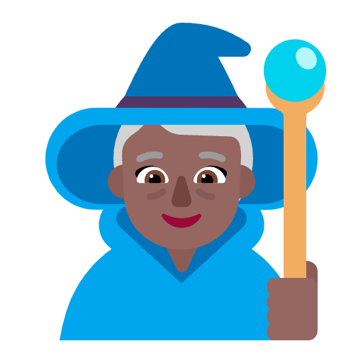 Woman Mage Flat Medium Dark Emoji from Fluent Emoji Flat Set