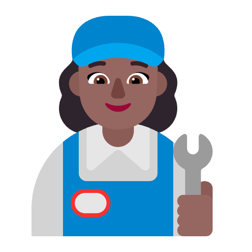 Woman Mechanic Flat Medium Dark Emoji from Fluent Emoji Flat Set