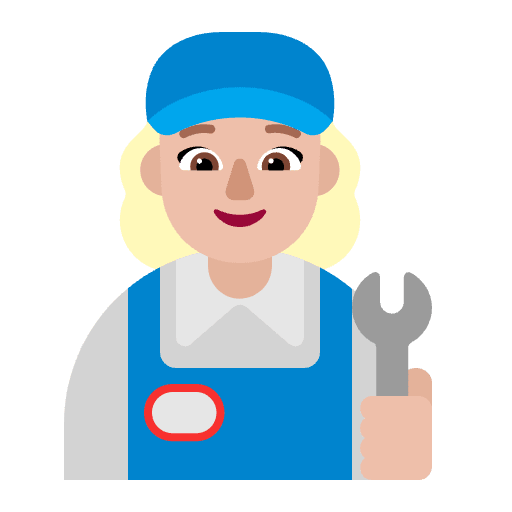 Woman Mechanic Flat Medium Light Emoji from Fluent Emoji Flat Set
