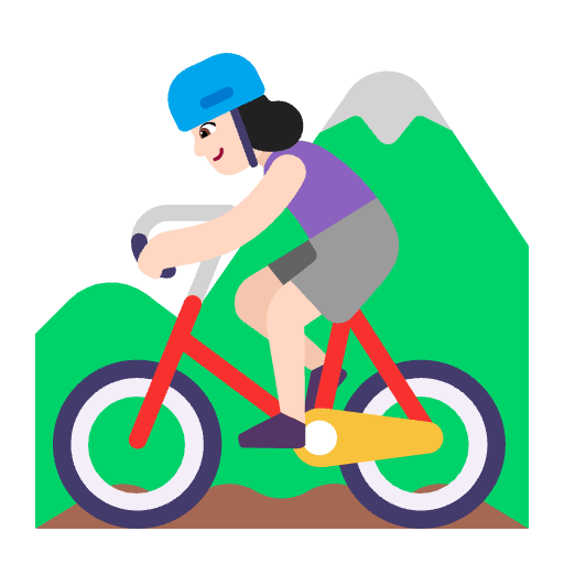 Woman Mountain Biking Flat Light Element from Fluent Emoji Flat Set