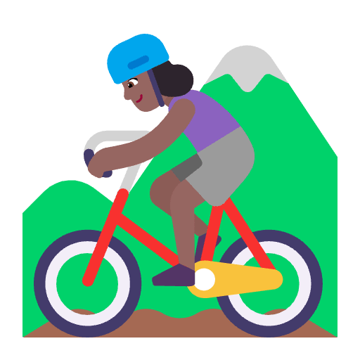 Woman Mountain Biking Flat Medium Dark Emoji from Fluent Emoji Flat Set