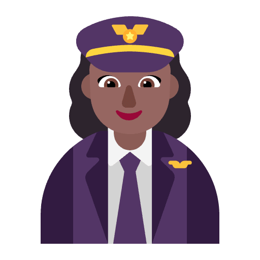 Woman Pilot Flat Medium Dark Emoji from Fluent Emoji Flat Set