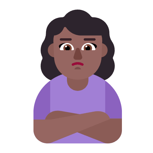 Woman Pouting Flat Medium Dark Emoji from Fluent Emoji Flat Set