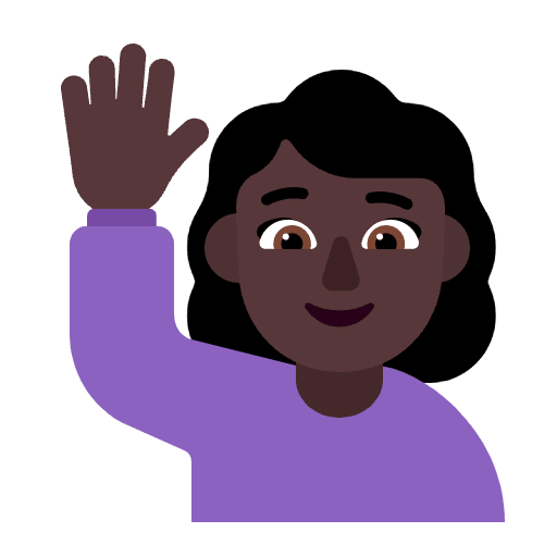Woman Raising Hand Flat Dark Emoji from Fluent Emoji Flat Set