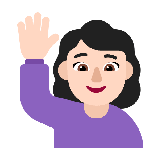Woman Raising Hand Flat Light Element from Fluent Emoji Flat Set