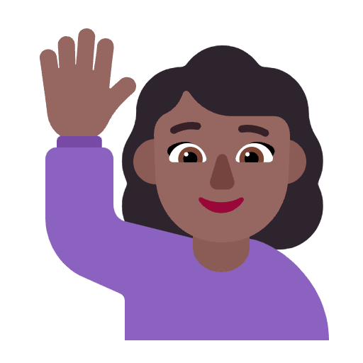 Woman Raising Hand Flat Medium Dark Emoji from Fluent Emoji Flat Set