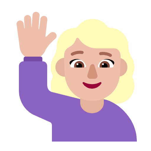 Woman Raising Hand Flat Medium Light Emoji from Fluent Emoji Flat Set