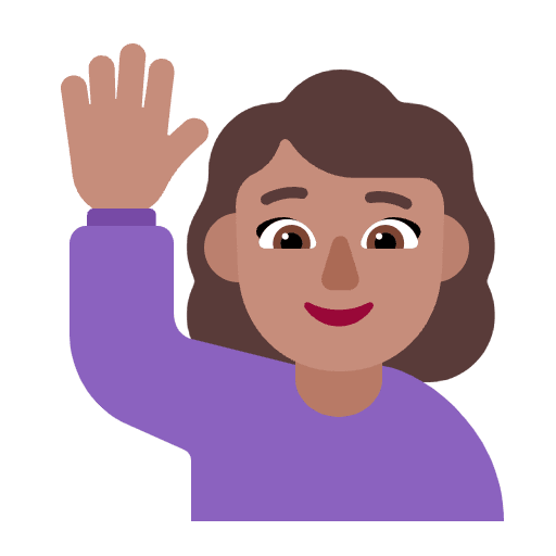 Woman Raising Hand Flat Medium Emoji from Fluent Emoji Flat Set