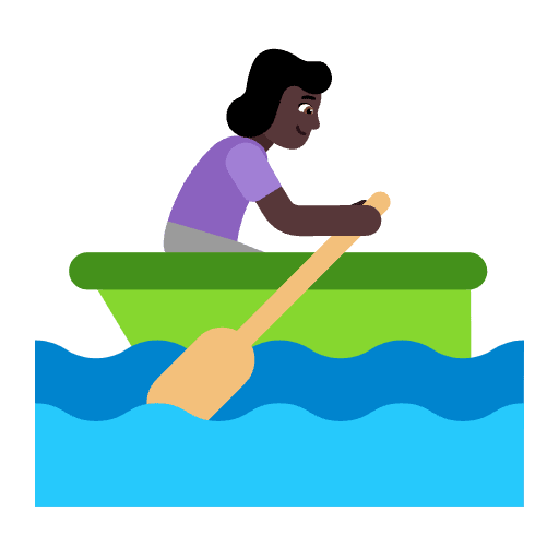 Woman Rowing Boat Flat Dark Emoji from Fluent Emoji Flat Set