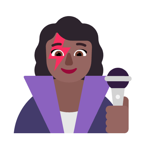 Woman Singer Flat Medium Dark Emoji from Fluent Emoji Flat Set